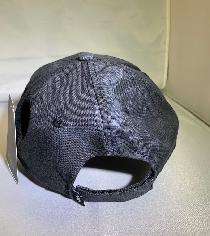 MID PROFILE HAT WITH VELCRO CLOSURE, BLACK CAMO WITH WHITE LOGO